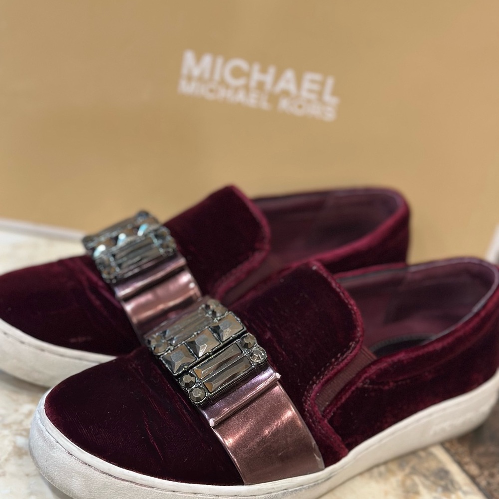 Michael Kors Red Sneakers Velvet Slip-On
